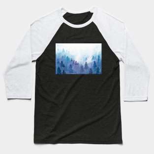 Misty Forest Watercolour Painting Baseball T-Shirt